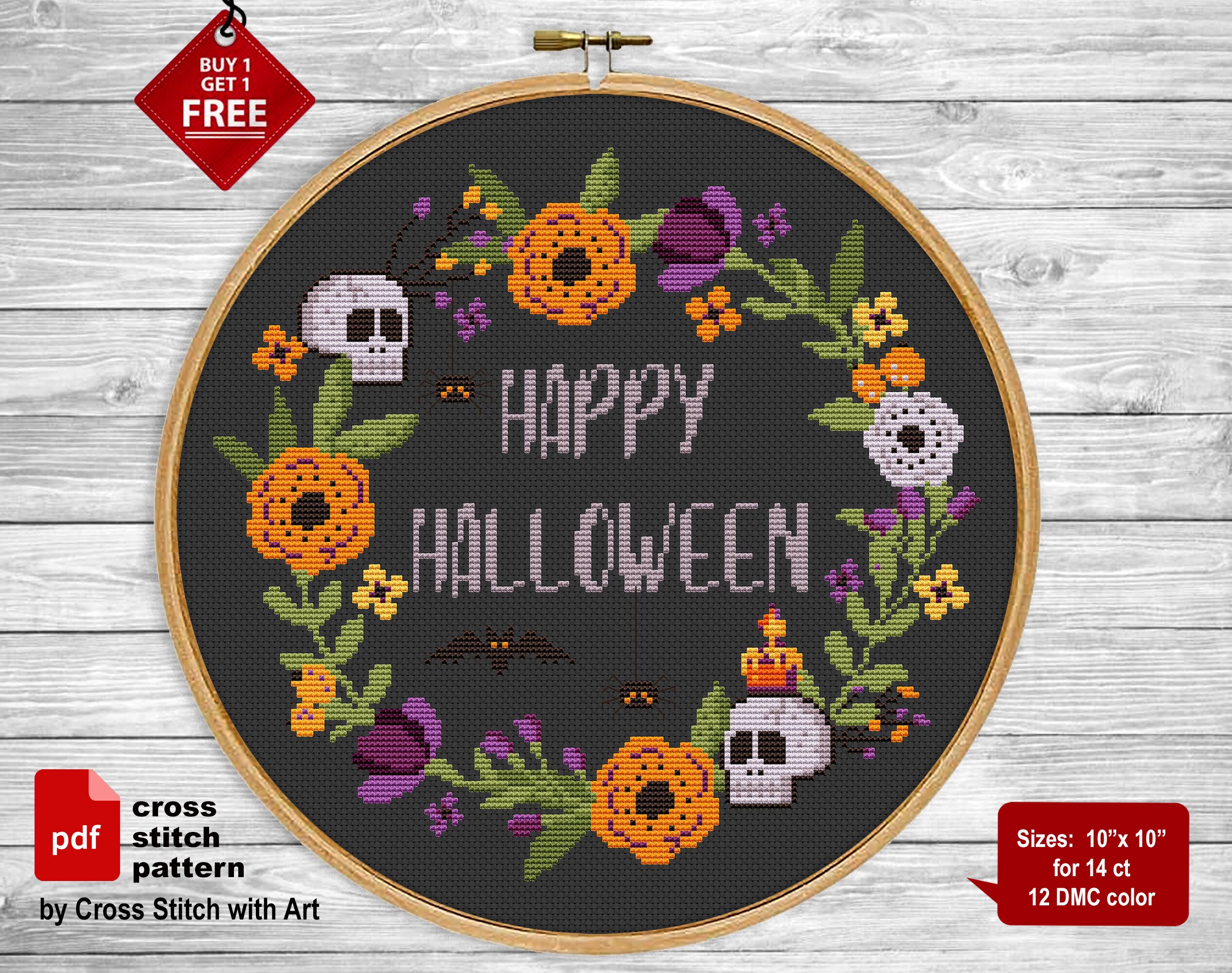 Plastic Canvas Kits & How To cross stitch pattern Skeleton Pumpkin ...