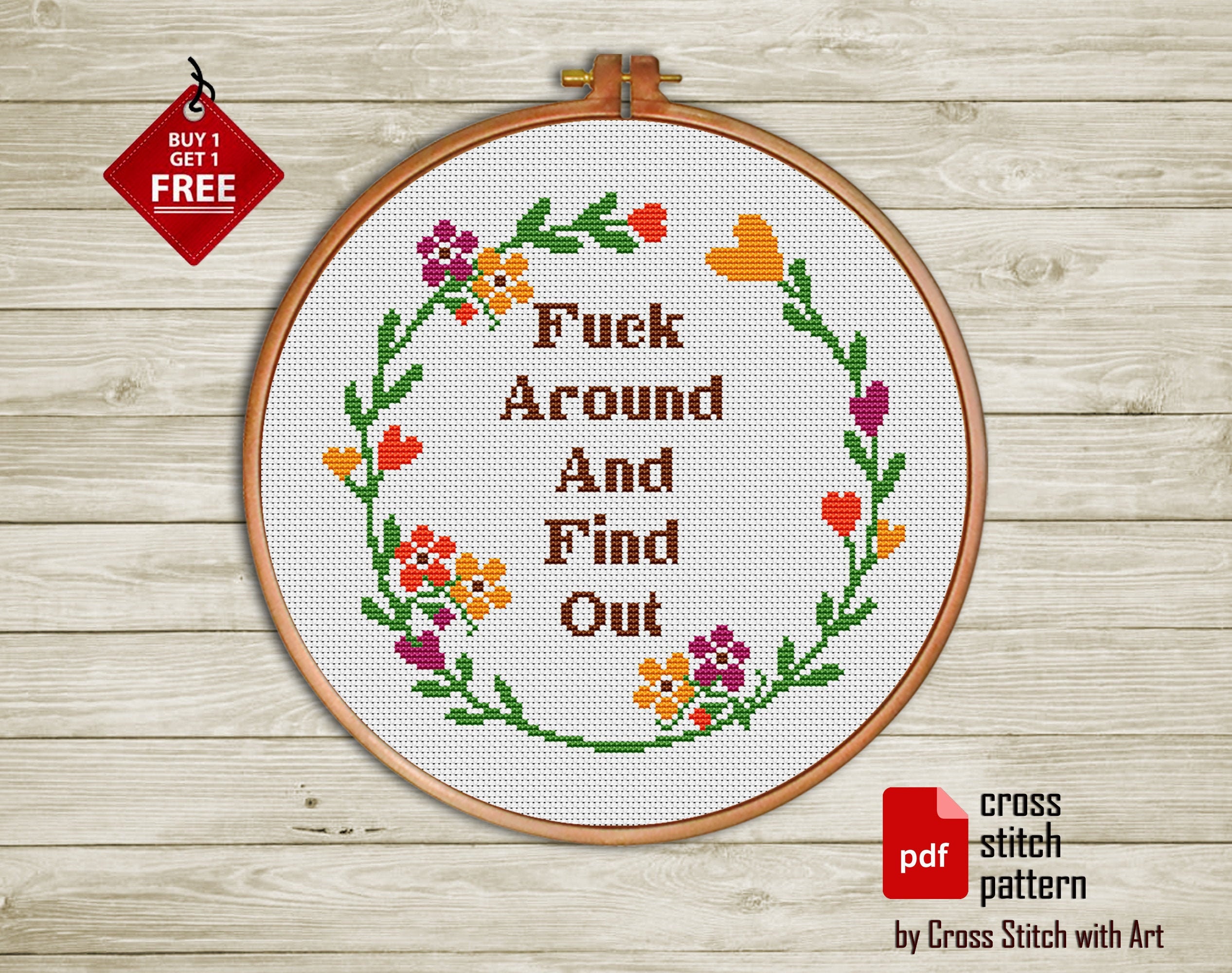 Rude cross stitch pattern. Fuck Around And Find Out. Etsy