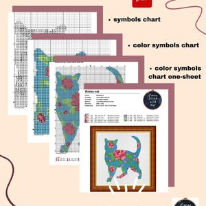 Gothic Lovers Cat Cross Stitch Pattern, Tarot Card Halloween Decor (PDF) image 6