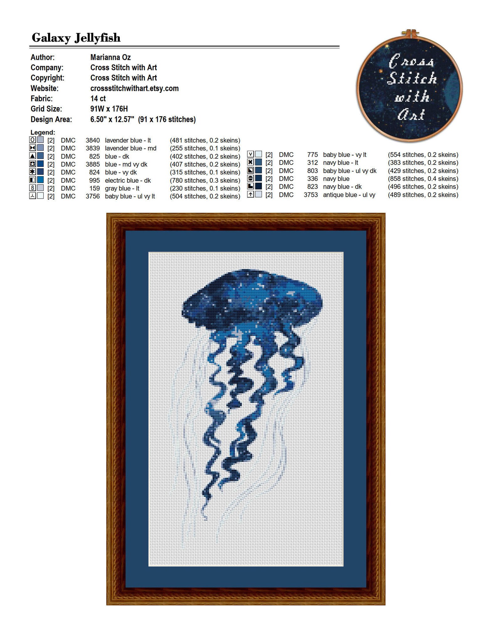 5 Jellyfish Cross Stitch Patterns. Modern Counted Cross Etsy