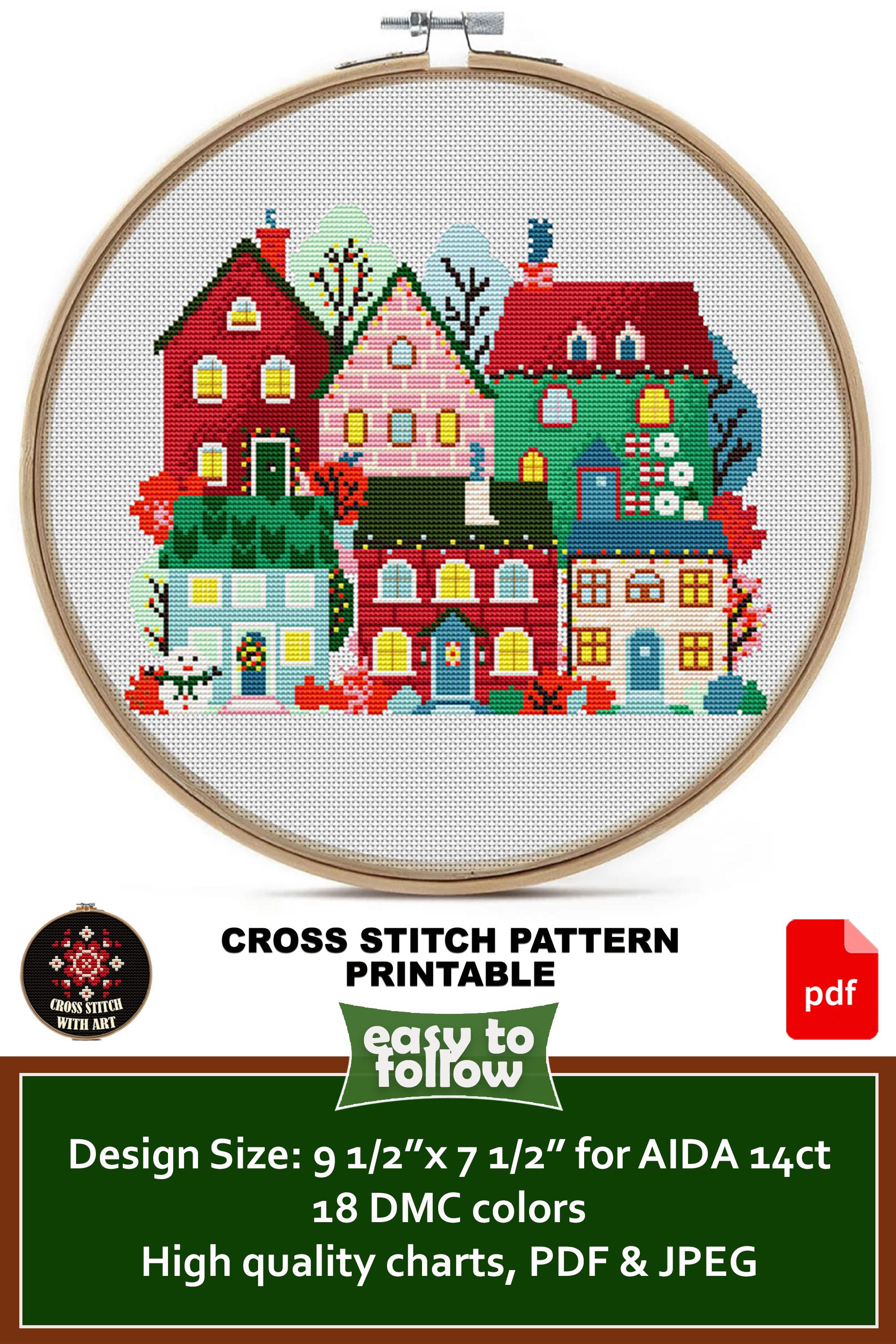 Christmas Village Cross Stitch Pattern – Festive Winter Houses (PDF ...