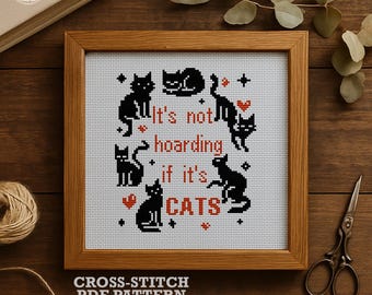 Funny Cats Cross Stitch Pattern PDF – Snarky Black Cat Humor, Sarcastic Cat Lovers Gift