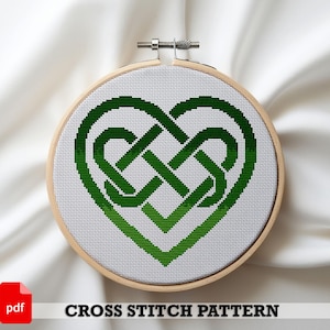 Keltischer Knoten Kreuzstichmuster PDF | Moderne Kreuzstichvorlage Herz Valentinstag Geschenk DIY | Irland Wandkunst | Keltische Stickerei