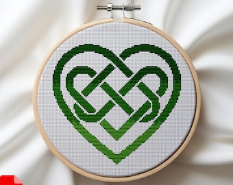 Celtic Heart Cross Stitch Pattern. Beginner Celtic Knot Embroidery (PDF Download)