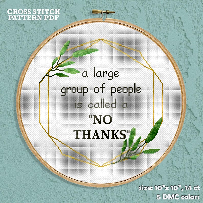 Funny Introvert Cross Stitch Pattern, Sarcastic Quote (PDF Pattern ...