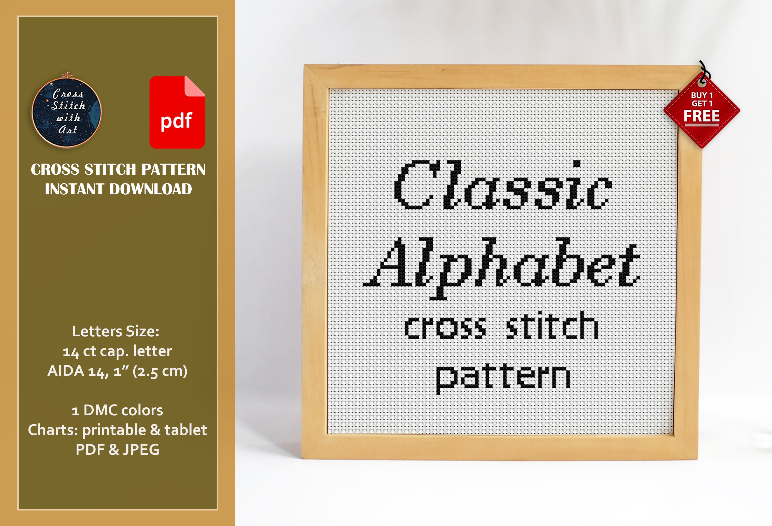 Italic Font Cross Stitch Pattern. ABC Cross Stitch Sampler Etsy