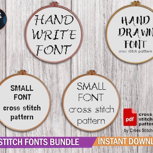 Bundle Fonts cross stitch pattern. Alphabet cross stitch PDF. Calligraphy Font xstitch. Text cross stitch easy, font embroidery, ABC, letter