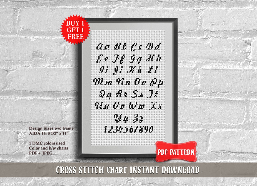 Cursive Font Cross Stitch Pattern PDF DIY Calligraphy X-stitch ...