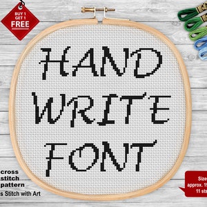 Alphabet Cross Stitch Pattern PDF. #2 Handwrite Letters cross stitch chart. Calligraphy Font Embroidery Design. Easy Text cross stitch decor
