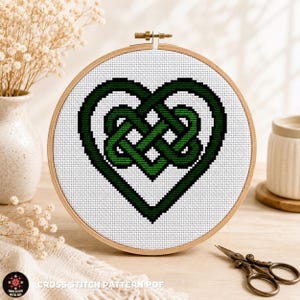 Celtic Heart Cross Stitch Pattern, Irish Knot, Easy Valentines Gift (PDF Chart, Digital Download)