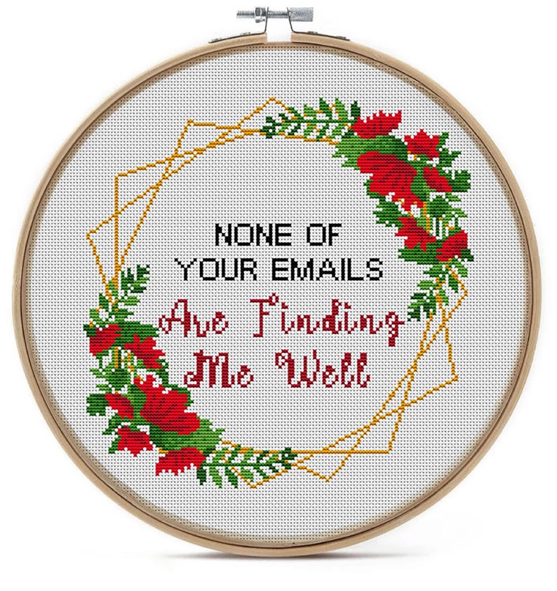 Funny Office Cross Stitch Pattern – Sarcastic Floral Embroidery (PDF ...