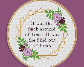 Funny Cross Stitch Pattern – Sarcastic Quote Embroidery Chart (PDF Download)