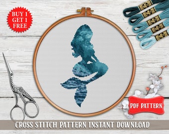 Cross stitch pattern, Mermaid cross stitch PDF, Ocean cross stitch design, Sea cross stitch pattern, Nature cross stitch Nautical embroidery