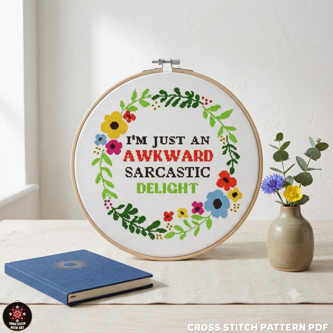 Awkward Sarcastic Delight Cross Stitch Pattern, Sarcastic Quote ...