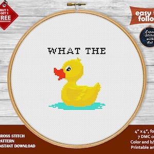 What the duck cross stitch pattern. Mini snarky cross stitch PDF Subversive embroidery Funny adult cross stitch Easy counted xstitch, sweary