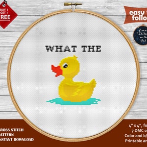 What the duck cross stitch pattern. Mini snarky cross stitch PDF Subversive embroidery Funny adult cross stitch Easy counted xstitch, sweary