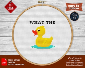 What the duck cross stitch pattern. Mini snarky cross stitch PDF Subversive embroidery Funny adult cross stitch Easy counted xstitch, sweary