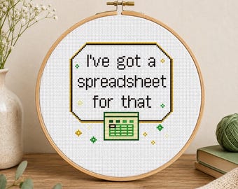 Funny Spreadsheet Cross Stitch Pattern PDF, Geeky Office Decor, Workplace Humor