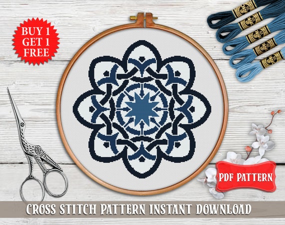 Celtic Cross Stitch Pattern Modern Celtic Mandala Cross Stitch Etsy