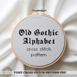 Gothic Alphabet Cross Stitch Pattern PDF. Font Lettering Embroidery