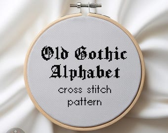 Goth Alphabet Kreuzstichmuster PDF. Schriftart-Stickerei