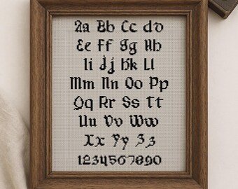 Gothic Schrift Kreuzstich-Muster: Komplettes Alphabet ABC Stickmuster (PDF Download)