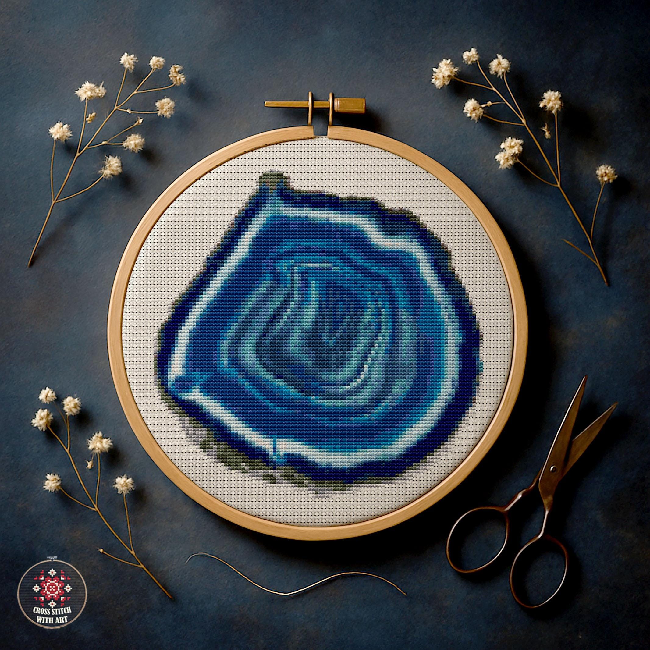 Agate Cross Stitch Pattern PDF. Nature Stone Hoop Art. Jem Counted