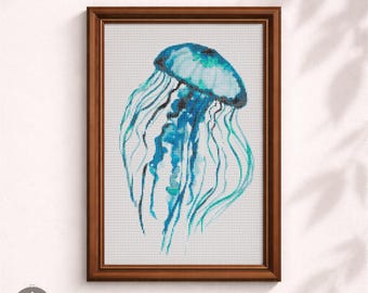 Jellyfish Cross Stitch Pattern, Medusa, Nautical Fish (PDF Download)
