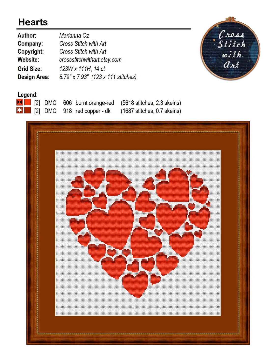 St Valentines Cross Stitch Pattern. Heart Cross Stitch PDF. Etsy