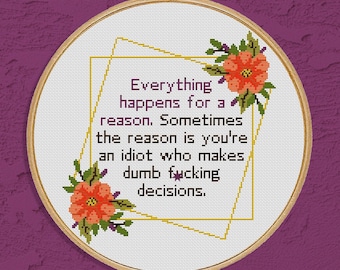 Funny Sweary Cross Stitch Pattern – Sarcastic Quote, Adult Rude Decor (PDF)