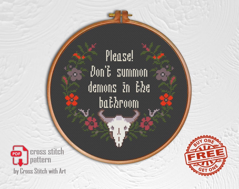 Halloween cross stitch patterns bundle. Witch please cross stitch PDF. Modern cross stitch. Easy counted xstitch. Halloween embroidery image 4