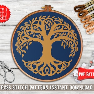 Celtic Tree cross stitch pattern. Tree of life cross stitch Celtic ornament embroidery Easy cross stitch PDF Modern cross stitch Irish decor