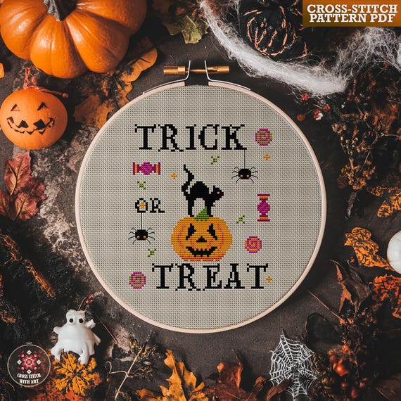 トリック・オア・トリート ハロウィン クロスステッチ パターン、簡単