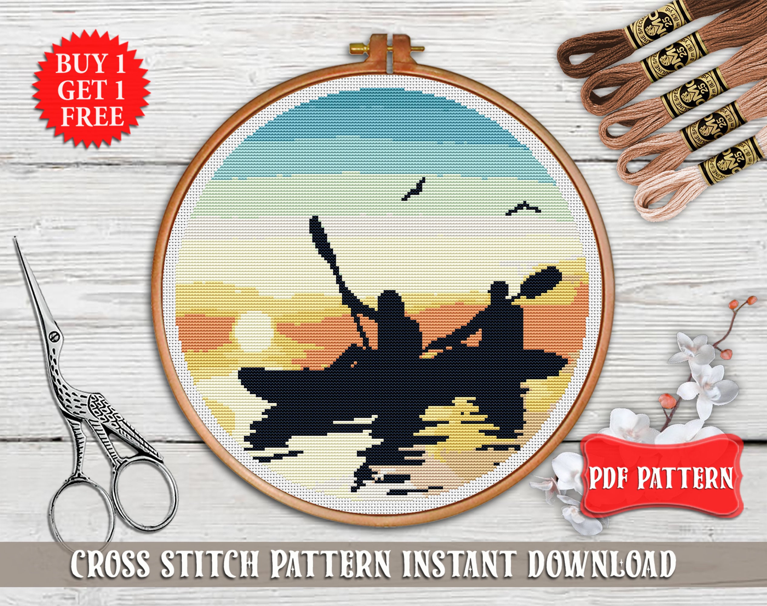 Nature Cross Stitch Pattern Landscape Cross Stitch PDF Kayak - Etsy UK