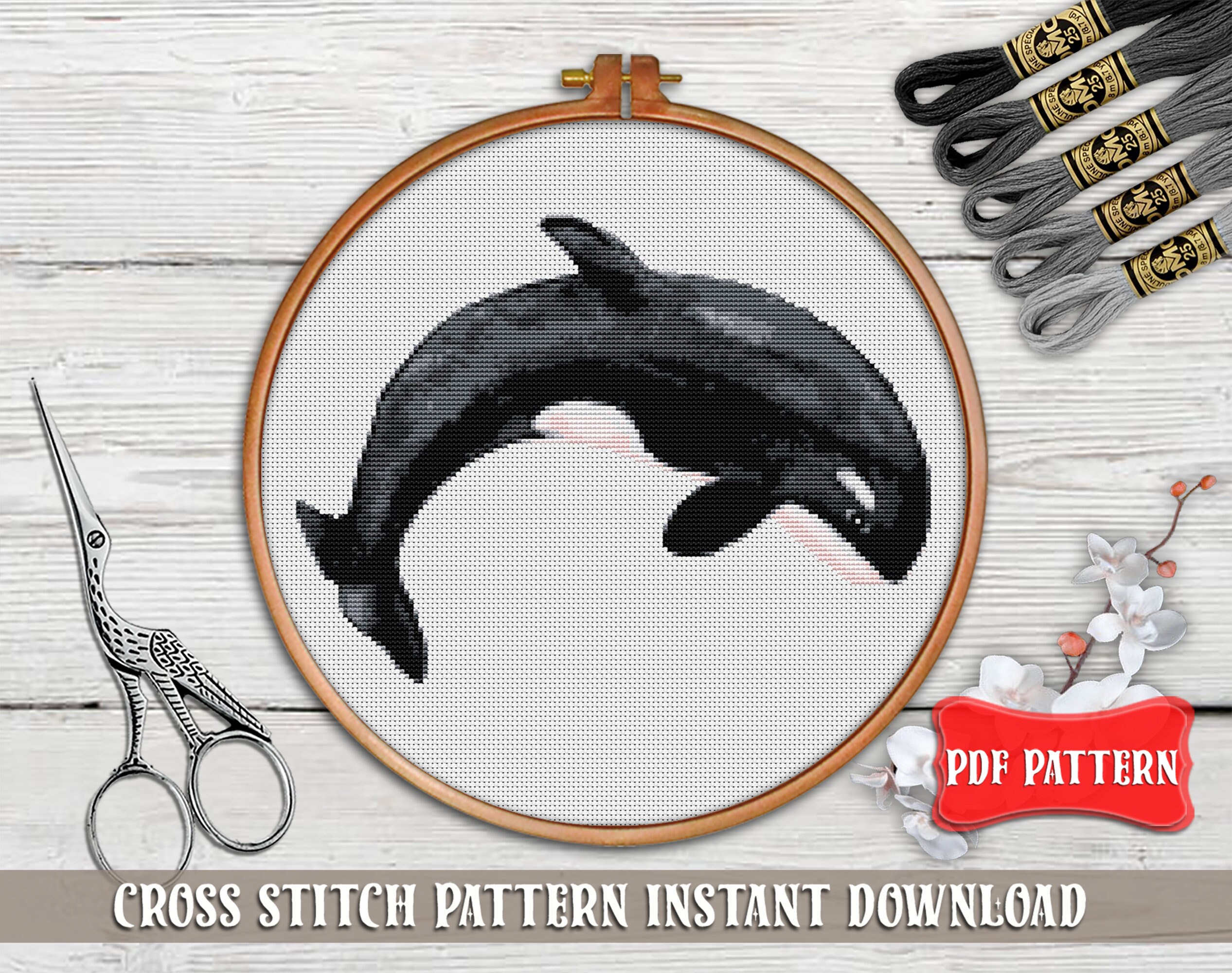 Orca Cross stitch pattern PDF Killer whale cross stitch design | Etsy