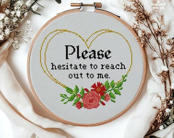 Funny Sarcastic Cross Stitch Pattern, Introvert Floral Design (PDF chart, Instant download)