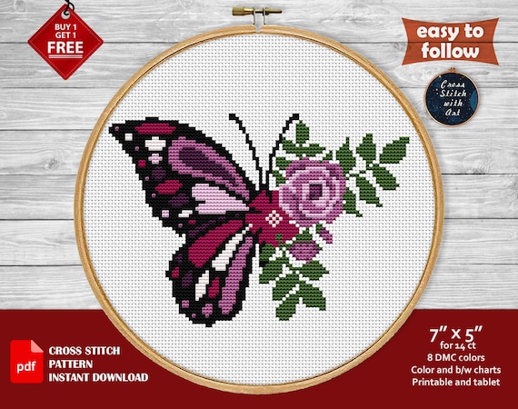 Ethnic Flower Cross Stitch Kit for Beginners with Easy Counted