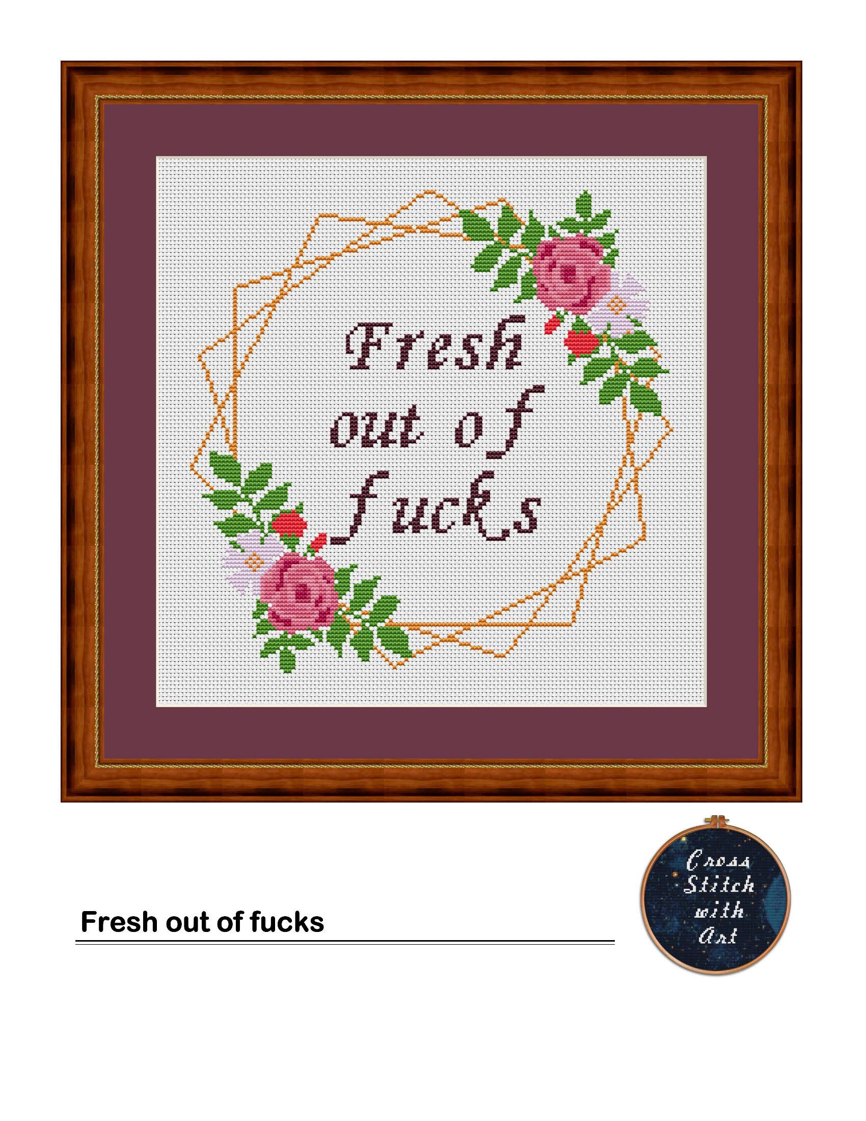 Rude Cross Stitch Pattern. Fresh Out of Fcks. Snarky Cross Etsy