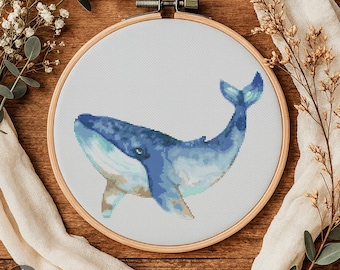 "Aquarell Wal Kreuzstich Stickmuster, ""Stickerei im Stickrahmen"" als PDF Download"