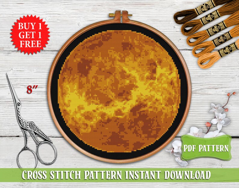 Planet Cross Stitch Pattern Modern Cross Stitch Cosmos Space Contemporary Decor Science Embroidery Hoop Art Venus Cross Stitch Design Pdf Blueprints How To Craft Supplies Tools Thienhop Com