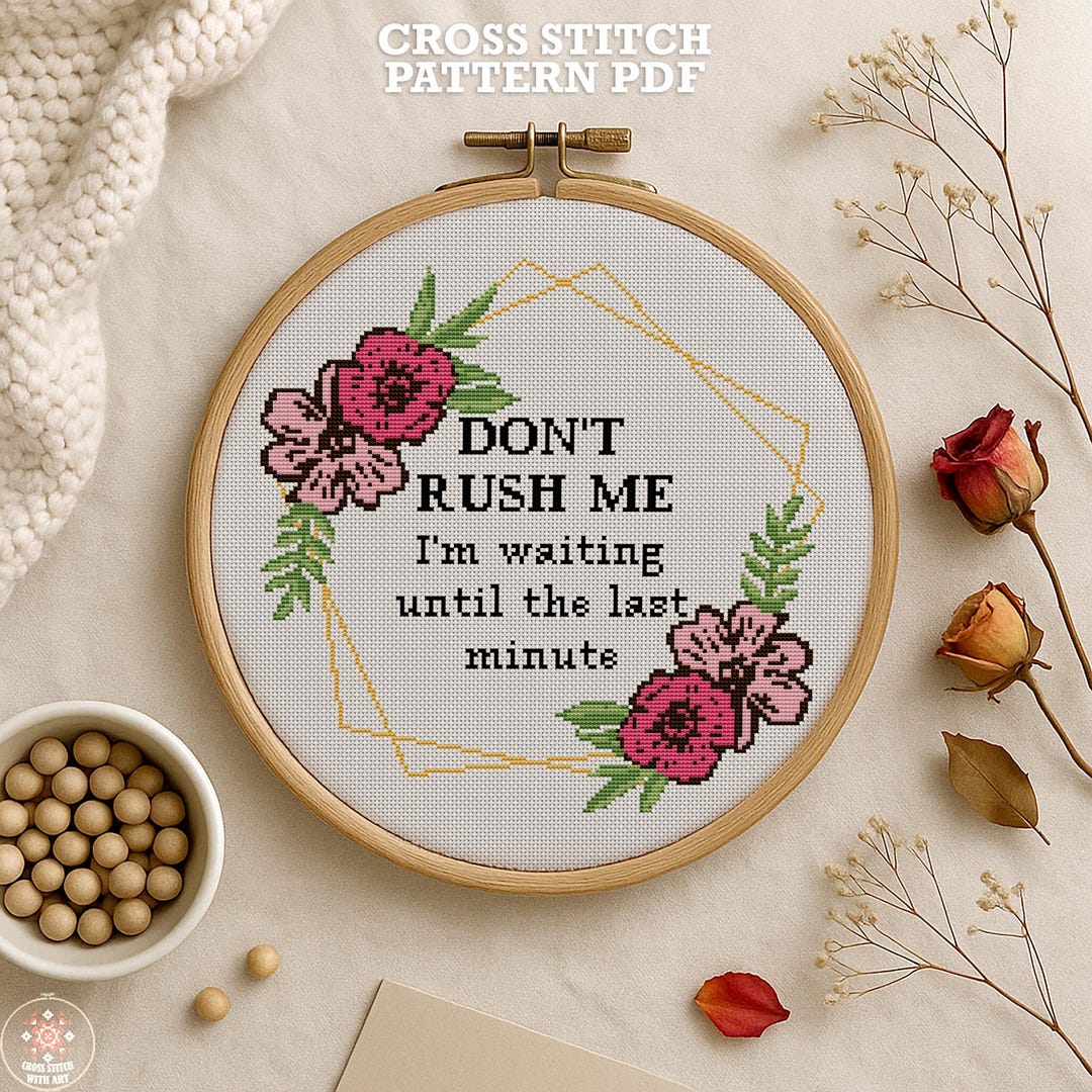 Funny Sarcastic Cross Stitch Pattern, Don't Rush Me Quote (PDF Pattern ...