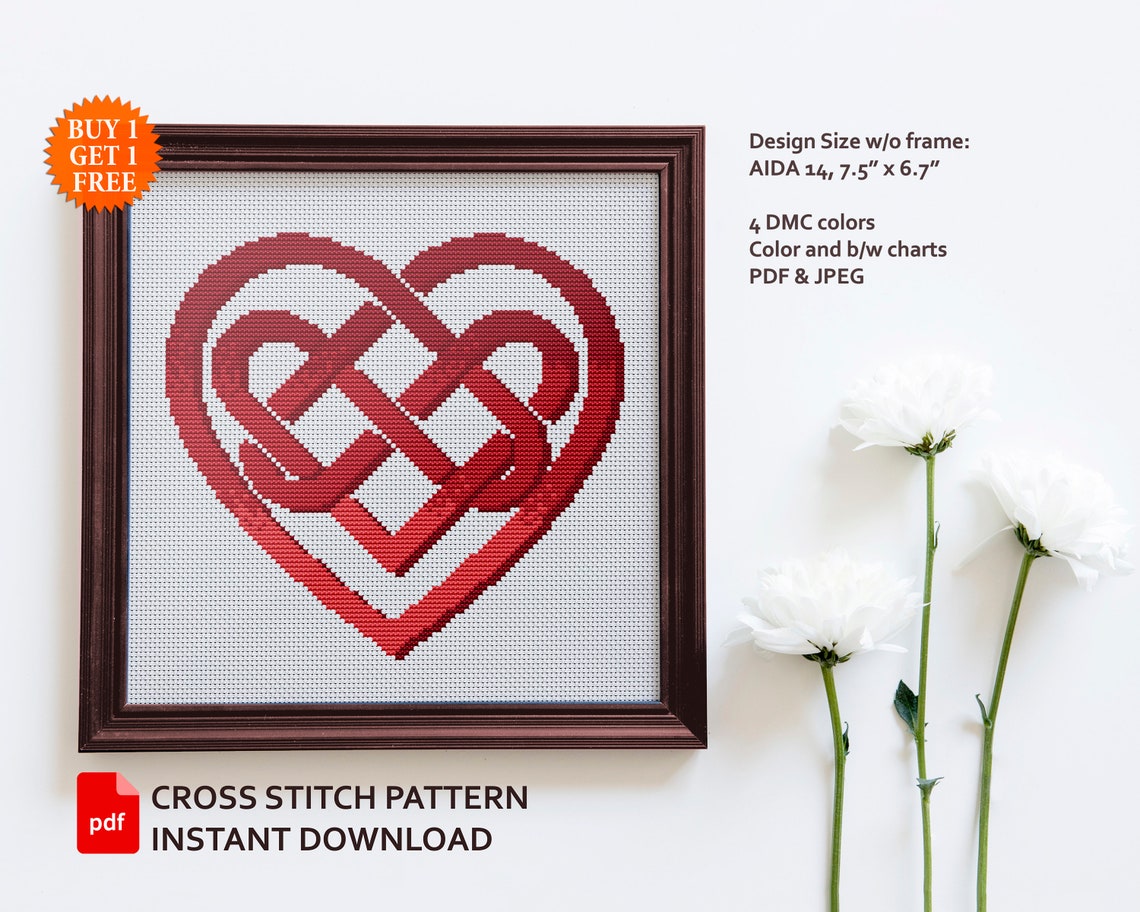 Celtic Heart Cross Stitch Pattern. Ireland Cross Stitch. Etsy