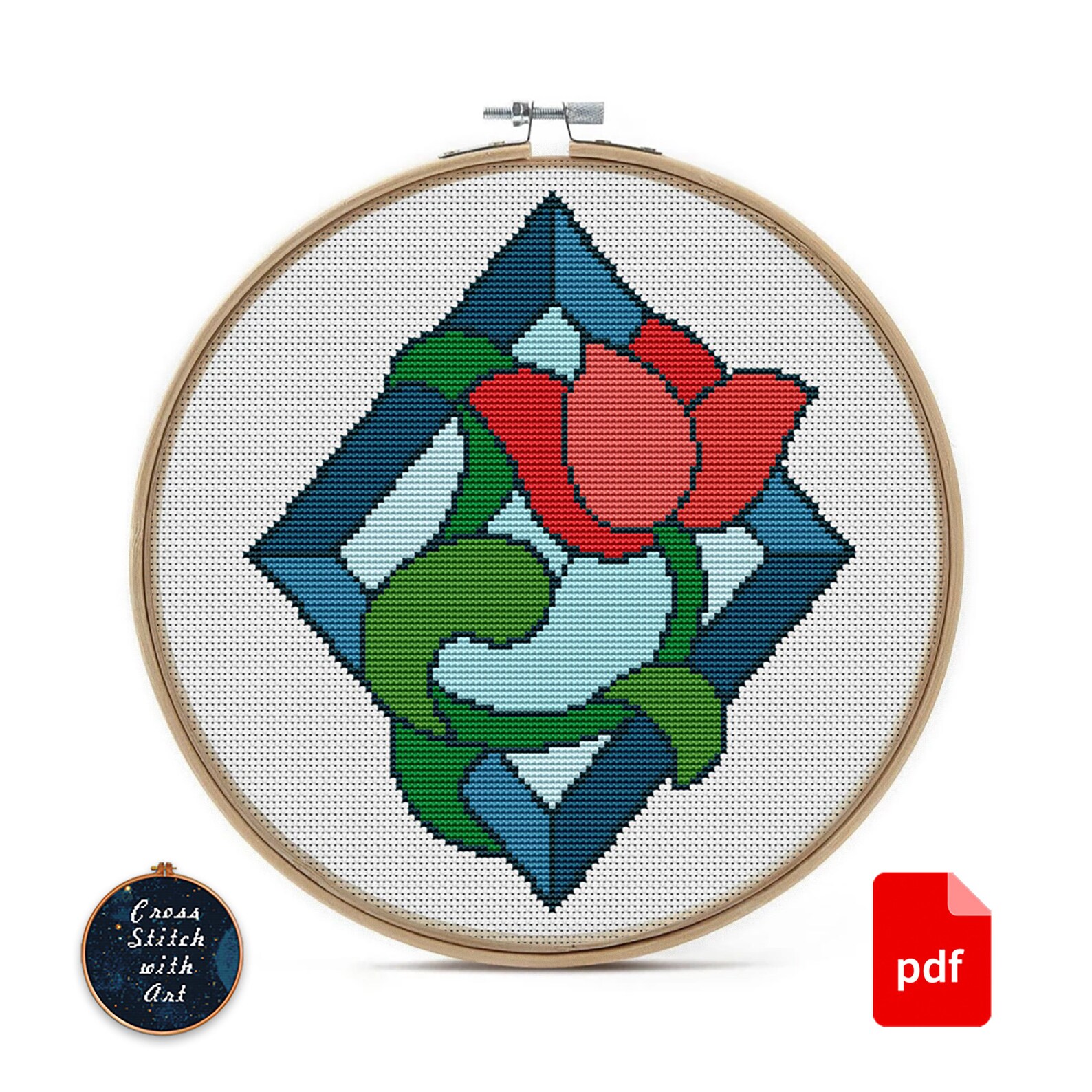 Tulip Cross Stitch Pattern. Flower Cross Stitch PDF. Nature | Etsy
