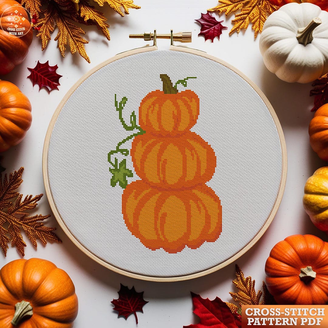 Stacked Pumpkin Cross Stitch Pattern, Autumn Embroidery PDF - Etsy