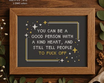 Funny F*ck Off Cross Stitch Pattern, Sarcastic Therapy (PDF)