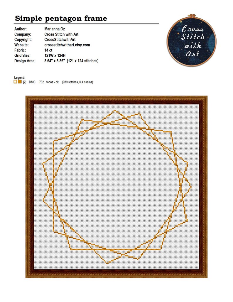 Frame Cross Stitch Pattern. Border Cross Stitch PDF. Modern Etsy