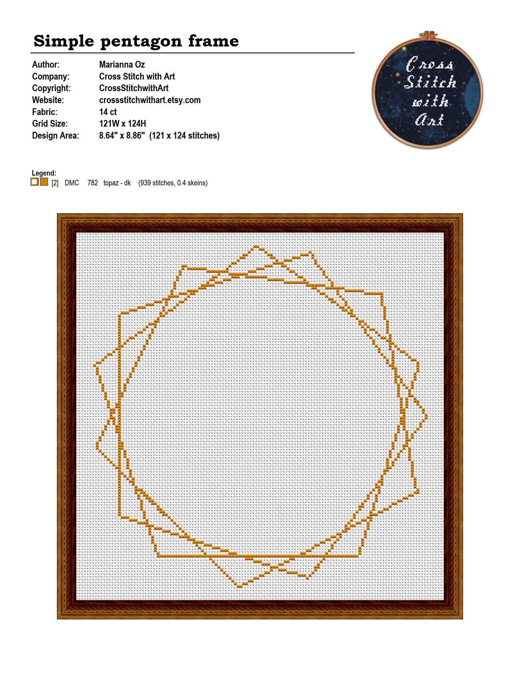 Frame Cross Stitch Pattern. Border Cross Stitch PDF. Modern Etsy