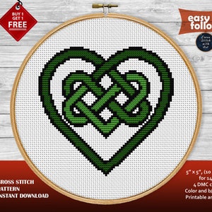 Keltisches Kreuzstichmuster. Valentinstag Geschenk. Moderner Kreuzstich. Liebe, Herz Kreuzstich. Irischer Kreuzstich PDF. Einfach gezählter xstich