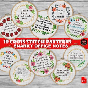 Witty Office Jokes Funny Cross Stitch Pattern - DIY Coworker Gift, PDF Chart, Modern Snarky Embroidery, Sarcastic sign, Sassy needlework