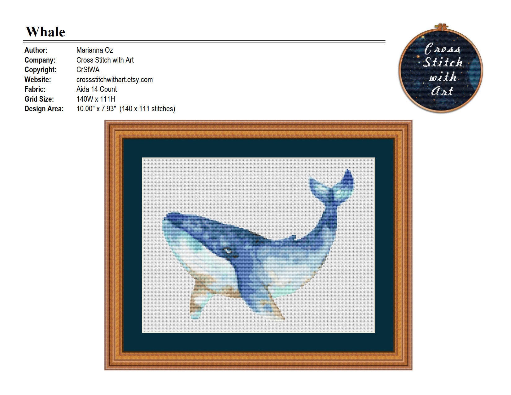 Whale Cross Stitch Pattern Nautical Cross Stitch PDF Sea - Etsy